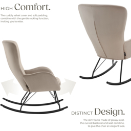 tectake Beige and Black Swing Rocking Chair - Size: Single - Wilko - thumbnail 4