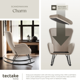 tectake Beige and Black Swing Rocking Chair - Size: Single - Wilko - thumbnail 6