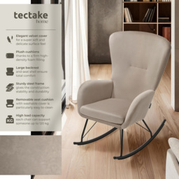 tectake Beige and Black Swing Rocking Chair - Size: Single - Wilko - thumbnail 7