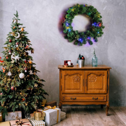 Shatchi LED Alaskan Pine Christmas Wreath Green 55cm - Size: 15 x 12 x 15cm - Wilko - thumbnail 6
