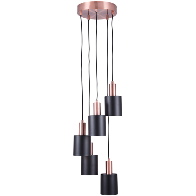 Pacific Lifestyle Biba 5 Drop Black and Antique Pendant Light - Wilko - image 1