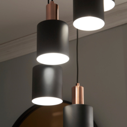 Pacific Lifestyle Biba 5 Drop Black and Antique Pendant Light - Wilko - thumbnail 4