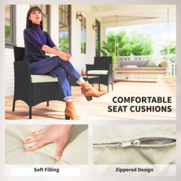 Outsunny 4 Seater Cream White Rattan Garden Sofa Lounge Set with Cushion - Wilko - thumbnail 7
