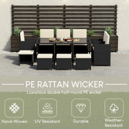 Garden Vida Cuba Rattan Effect 10 Seater Garden Dining Set Black - Wilko - thumbnail 6