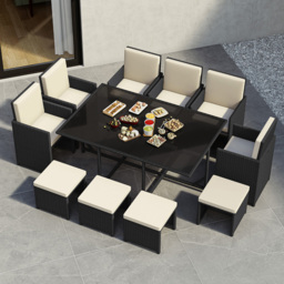 Garden Vida Cuba Rattan Effect 10 Seater Garden Dining Set Black - Wilko - thumbnail 5