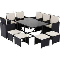 Garden Vida Cuba Rattan Effect 10 Seater Garden Dining Set Black - Wilko - thumbnail 3