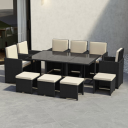 Garden Vida Cuba Rattan Effect 10 Seater Garden Dining Set Black - Wilko - thumbnail 4