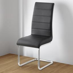 Brooklyn Set of 2 Black Faux Leather Dining Chairs - Wilko - thumbnail 1