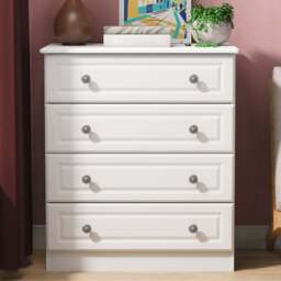 Crowndale Pembroke 4 Drawer Matt White Chest of Drawers Ready Assembled - White Matt - Wilko - thumbnail 1