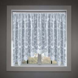 Tyrone Textiles Hawaii Jardiniere Trailing Leaf and Butterfly Pocket Header Net Curtain 508 x 183cm - White - Wilko