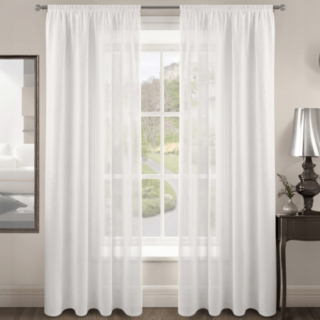 Velosso Riva Plain White Slot Top Voile Panel Curtain 150 x 122cm - Size: W 150 x D 122cm - Wilko - image 1