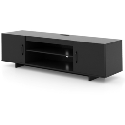Costway 2 Door 2 Shelf Black TV Stand with Cable Holes and Power Outlet - Size: 152 x 39 x 44cm - Wilko - thumbnail 3