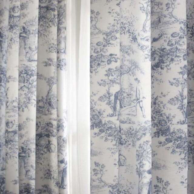 The Lyndon Company 2021 Toile De Jouy Blue Curtain 183 x 168cm - Size: W 183 x D 168cm - Wilko - image 1