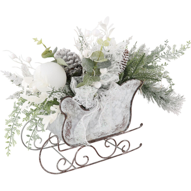 Silver Floristry Sleigh Decoration - Wilko - image 1