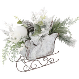 Silver Floristry Sleigh Decoration - Wilko - thumbnail 1