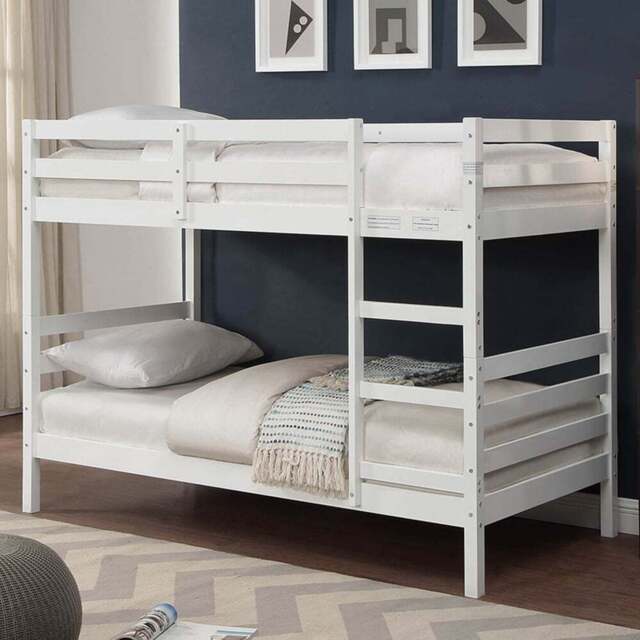 Atlas White Wooden Bunk Bed - Size: Single - Wilko - image 1