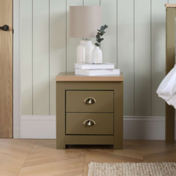 Birlea Highgate 2 Drawer Oak Bedside Table - Green - Wilko - thumbnail 5