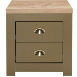 Birlea Highgate 2 Drawer Oak Bedside Table - Green - Wilko - thumbnail 3