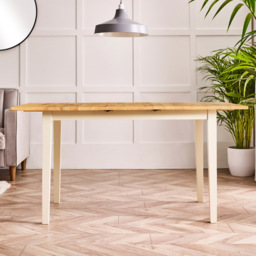 Furniturebox Salisbury 6 Seater Wooden Extendable Dining Table Oak and Cream - Size: 4 Seater - Brown - Wilko - thumbnail 6