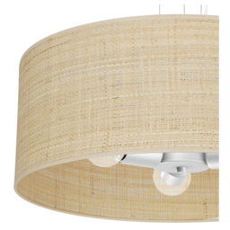 Milagro Marshall Rattan White Pendant Lamp 230V - Size: 50 x 50 x 90cm - Wilko - thumbnail 3