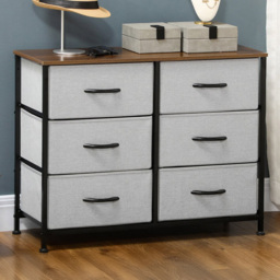 Portland 6 Drawer Grey and Wood Effect Chest of Drawers - Wilko - thumbnail 1