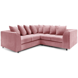 Luxor 5 Seater Pink Jumbo Cord Scatter Back L Shaped Corner Sofa Set - Wilko - thumbnail 3