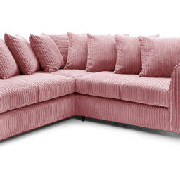 Luxor 5 Seater Pink Jumbo Cord Scatter Back L Shaped Corner Sofa Set - Wilko - thumbnail 5