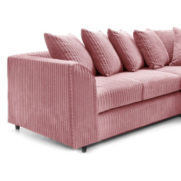 Luxor 5 Seater Pink Jumbo Cord Scatter Back L Shaped Corner Sofa Set - Wilko - thumbnail 4