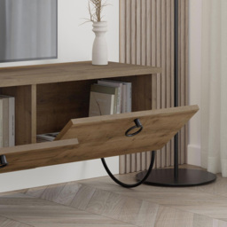 FWStyle Norfolk 2 Door 2 Shelf Dark Oak Wide TV Unit - Size: 44 x 150 x 36cm - Brown - Wilko - thumbnail 6