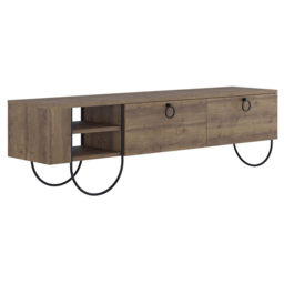 FWStyle Norfolk 2 Door 2 Shelf Dark Oak Wide TV Unit - Size: 44 x 150 x 36cm - Brown - Wilko - thumbnail 3