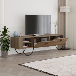FWStyle Norfolk 2 Door 2 Shelf Dark Oak Wide TV Unit - Size: 44 x 150 x 36cm - Brown - Wilko - thumbnail 4