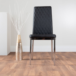 Furniturebox Arona Valera Concrete Effect 6 Seater Round Dining Set Grey Black and Chrome - Wilko - thumbnail 4