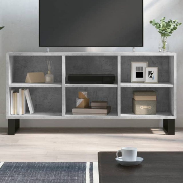 vidaXL 6 Shelf Concrete Grey TV Cabinet - Size: 50 x 103.5 x 30cm - Wilko - image 1