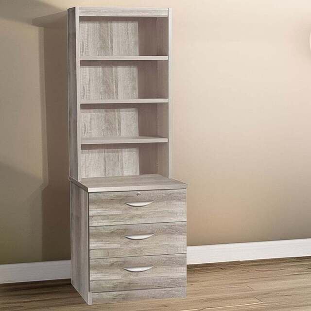 R White Cabinets 3 Drawer 4 Shelf Grey Storage Chest with Hutch - Wilko - image 1