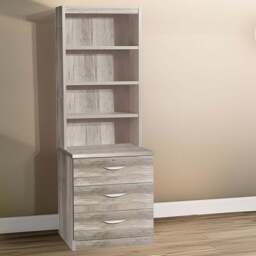 R White Cabinets 3 Drawer 4 Shelf Grey Storage Chest with Hutch - Wilko