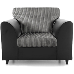 Luxor 4 Seater Black and Grey Jumbo Cord Full Back Sofa Suite - Multi - Wilko - thumbnail 5