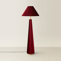 ValueLights Martha Conical Burgundy Velvet Midi Floor Lamp and Bulb - Size: 140 x 50 x 50cm - Red - Wilko - thumbnail 4