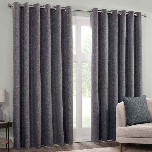 Dusk Eyelet Curtain Charcoal 137cm 168cm - Divante - Wilko - image 1