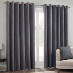Dusk Eyelet Curtain Charcoal 137cm 168cm - Divante - Wilko - thumbnail 1