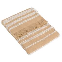 Hoem Jour Nougat Woven Fringed Throw 130 x 180cm - Size: 180 x 130cm - Brown - Wilko