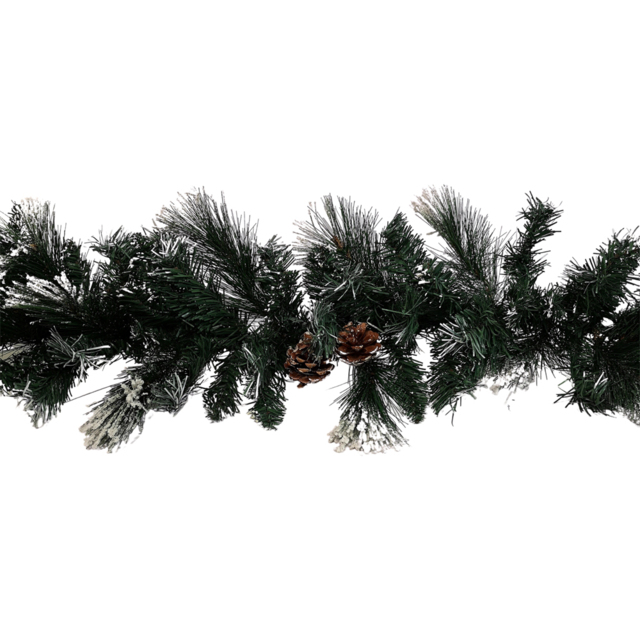 Samuel Alexander Frosted Glacier Christmas Garland with Pine Cones 270cm - Size: 9ft - Green - Wilko - image 1