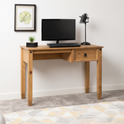 Seconique Budget Mexican Single Drawer Distressed Waxed Pine Study Desk - Size: 44 x 107 x 75cm - Brown - Wilko - thumbnail 7