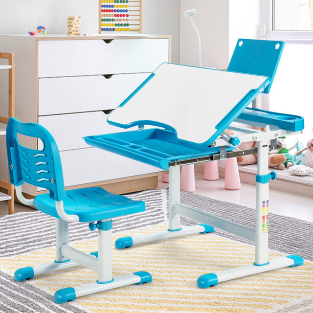 Costway Kids Height Adjustable Tilted Desk and Chair Set Blue - Size: 76 x 57 x 22cm - Wilko - image 1