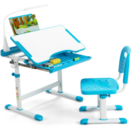 Costway Kids Height Adjustable Tilted Desk and Chair Set Blue - Size: 76 x 57 x 22cm - Wilko - thumbnail 4