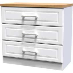 Crowndale Kent 3 Drawer White Ash and Modern Oak Chest of Drawers Ready Assembled - White Ash & Modern Oak - Wilko - thumbnail 5
