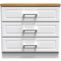 Crowndale Kent 3 Drawer White Ash and Modern Oak Chest of Drawers Ready Assembled - White Ash & Modern Oak - Wilko - thumbnail 3