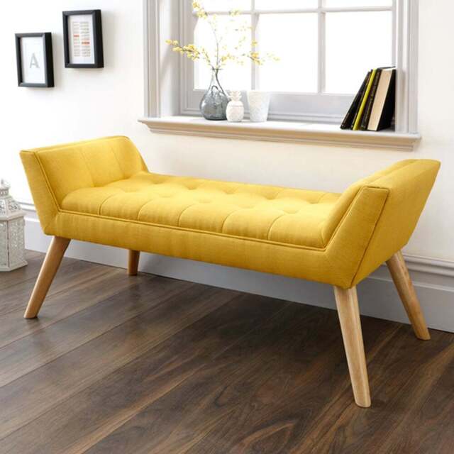 GFW Milan Mustard Yellow Ottoman Window Seat - Size: 43 x 118 x 51cm - Wilko - image 1
