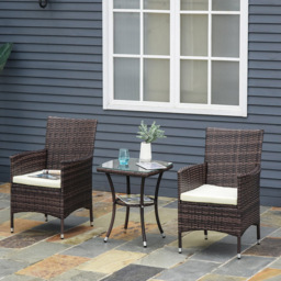 Outsunny Garden Rattan Bistro Set Brown - Size: 2 Seater - Wilko - thumbnail 1