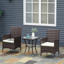 Outsunny Garden Rattan Bistro Set Brown - Size: 2 Seater - Wilko - thumbnail 4