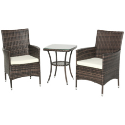 Outsunny Garden Rattan Bistro Set Brown - Size: 2 Seater - Wilko - thumbnail 3